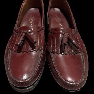 Burgundy leather kiltie tassel loafers - 10.5